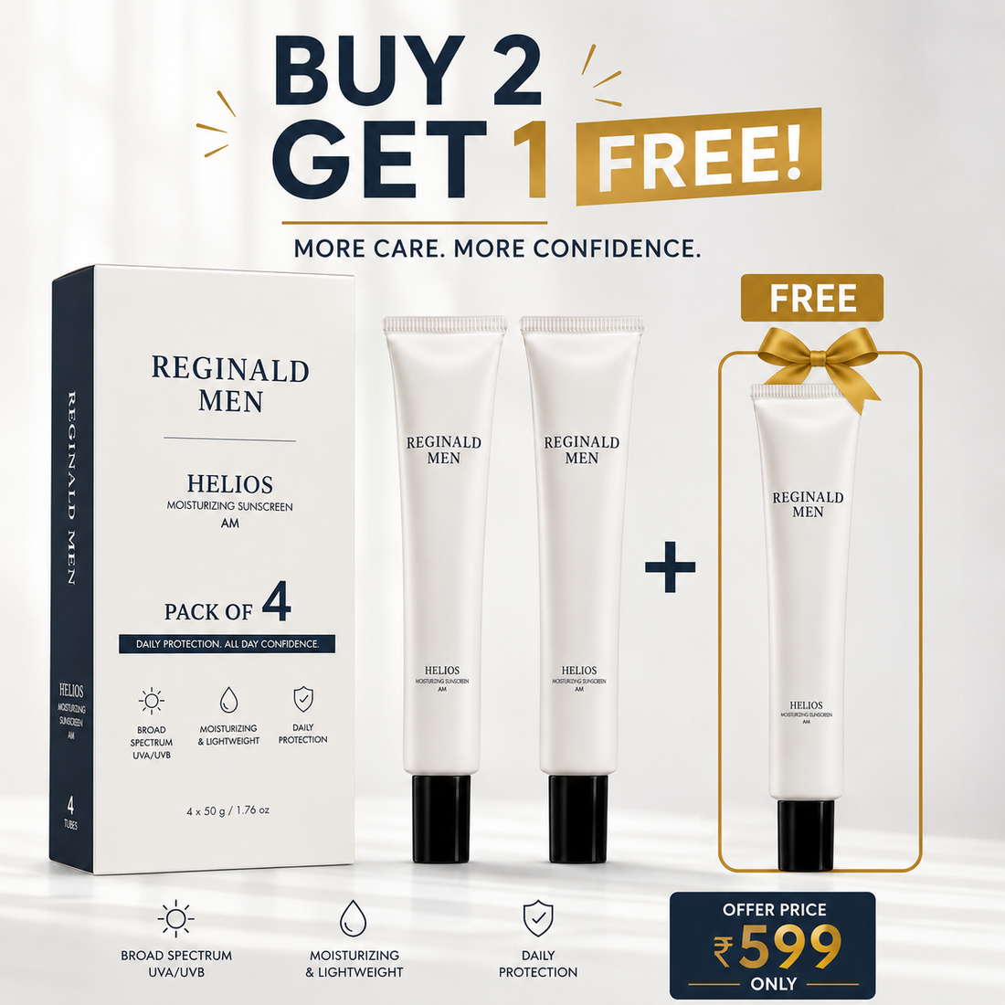 Buy 2 get 1 free - 50 ML Moisturising Sunscreen - SPF 50 PA++++ With 11 Actives For Men